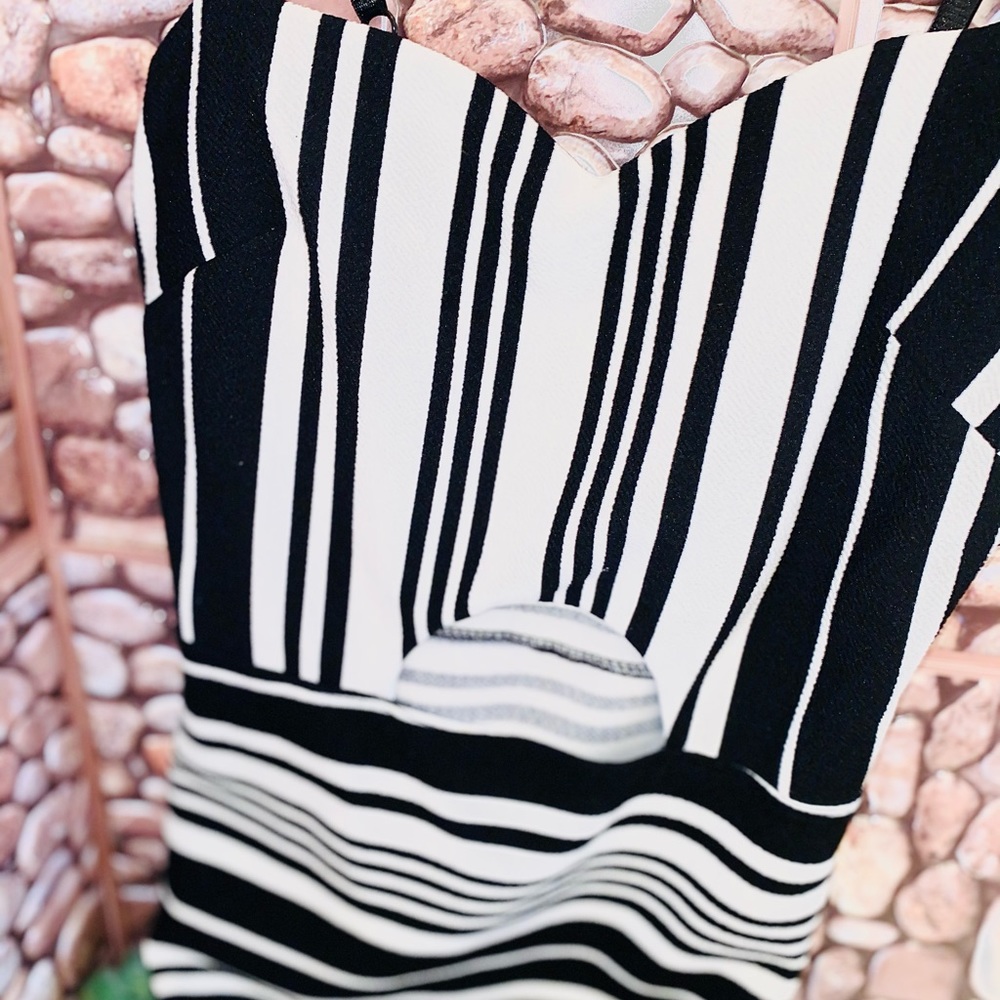 Black & white striped cutout dress
